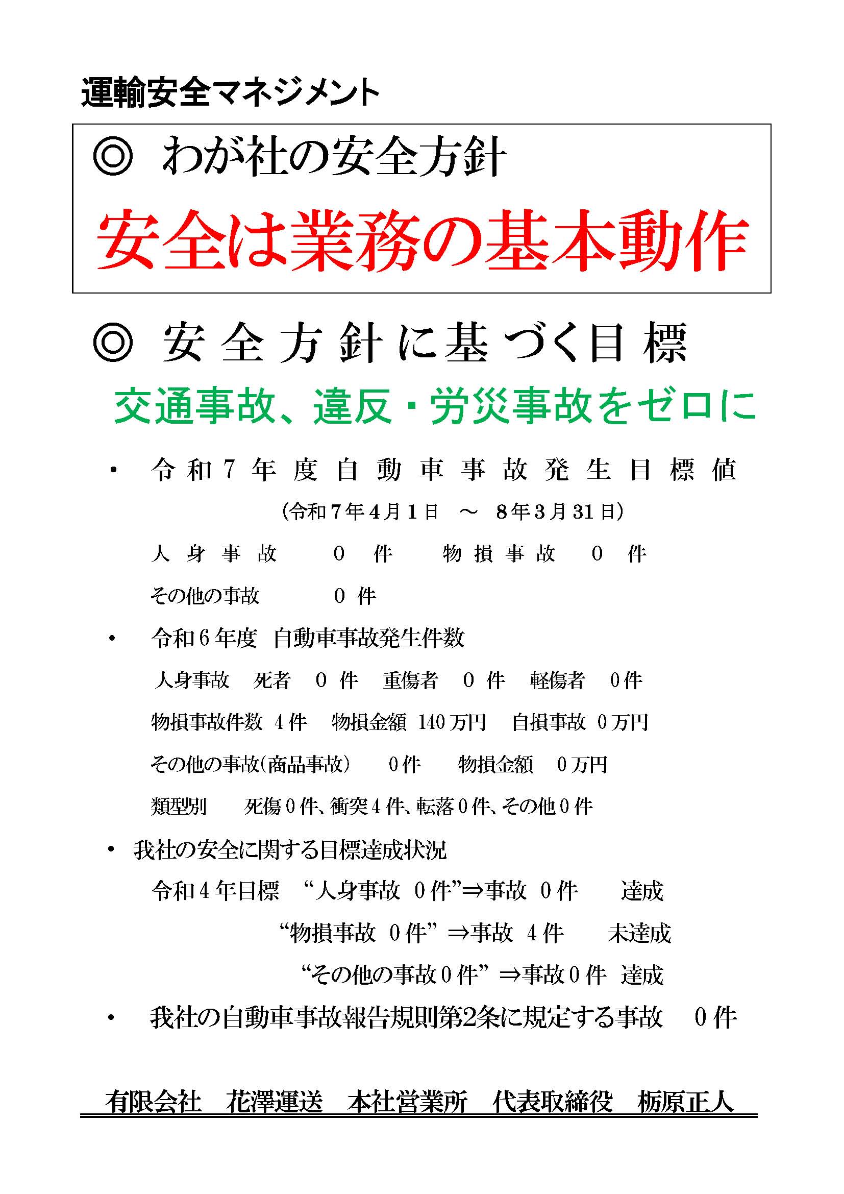 運輸安全マネジメントの公表